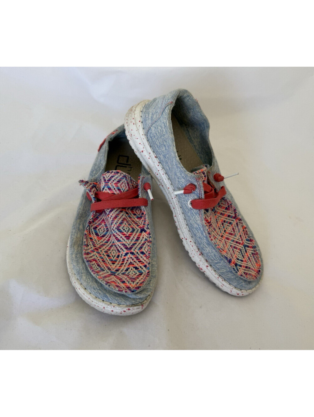 Hey Dude Wendy Playa Vista Rojo Shoes Size 7 Multicolor Speckled Soles